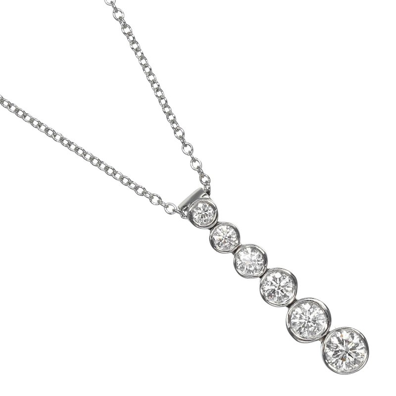【日本直送】ティファニー ネックレス ジャズ ドロップ Pt950プラチナ 6Pダイヤモン 約4.7g TIFFANY&Co.【中古】Aランク - 項鍊 - 貴金屬 銀色