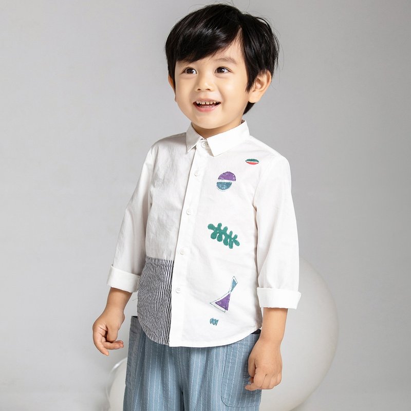 BIR Kids | Stitching printed shirt - เสื้อยืด - ผ้าฝ้าย/ผ้าลินิน หลากหลายสี