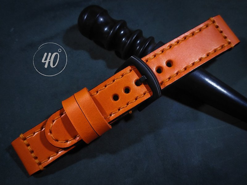 Buttero Leather watch strap, Orange leather watch strap, Handmade watch strap - Watchbands - Genuine Leather Orange