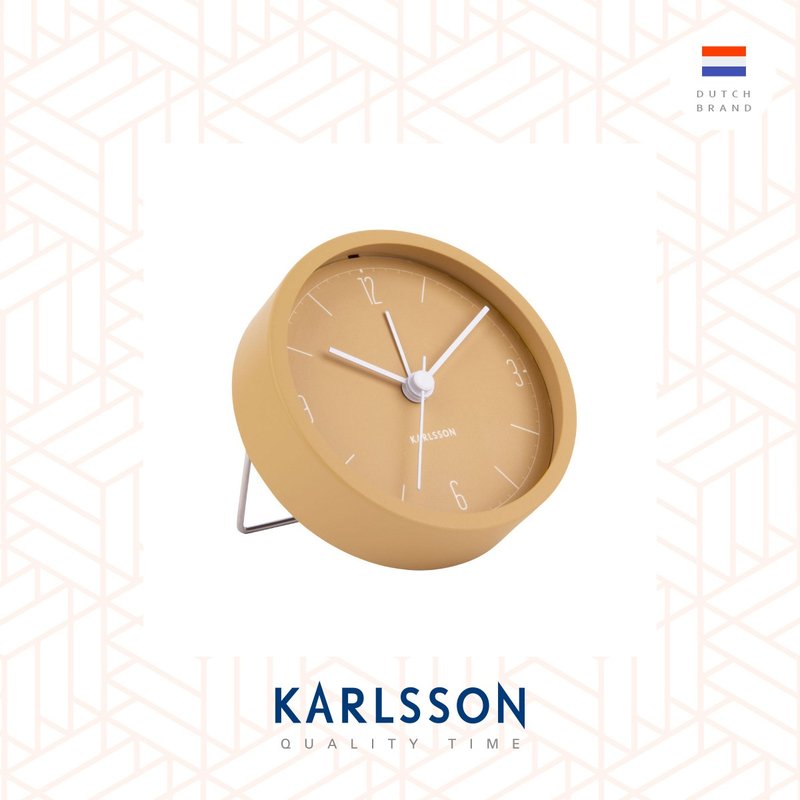 Karlsson, Alarm clock Numbers & Lines matt ochre yellow - Clocks - Other Metals Orange