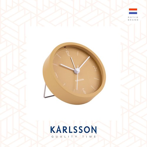 Ur Lifestyle 荷蘭Karlsson, Alarm clock Numbers & Lines matt ochre yellow