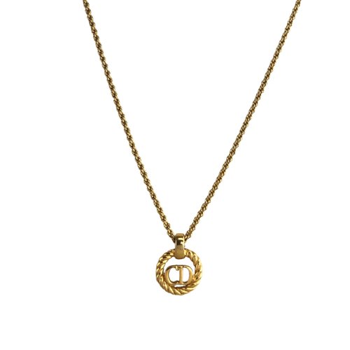 アクセサリー Christian Dior Necklace Gold vintage vintage Christian Dior gold tone necklace V pendant with