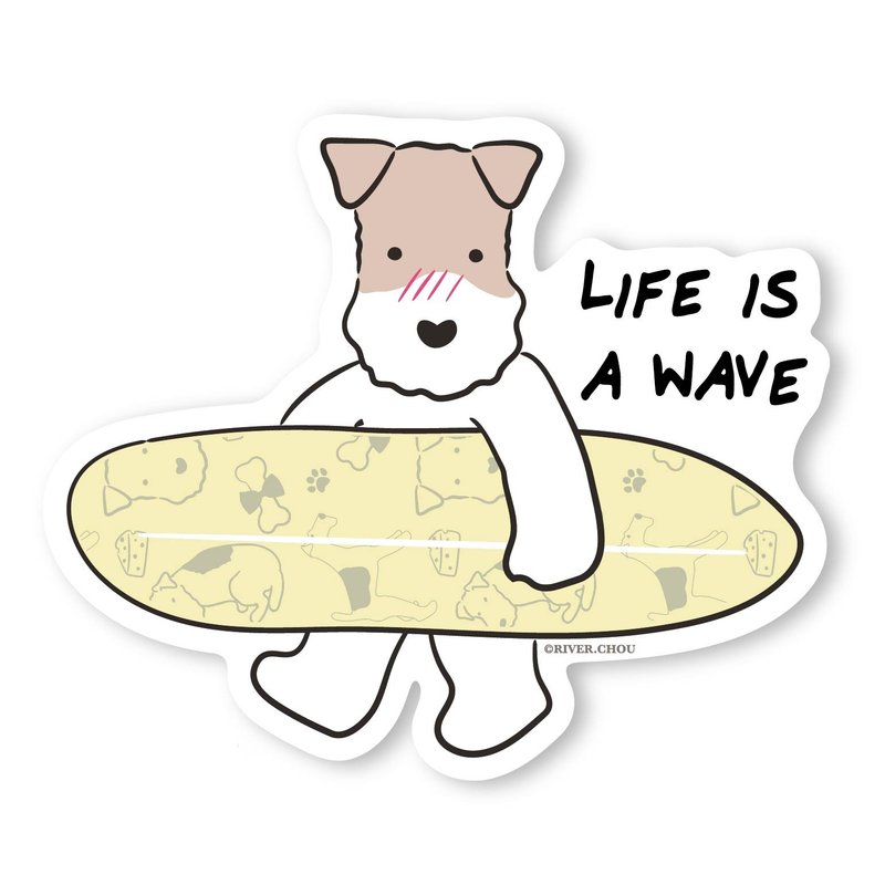 Wirefoxterrier 剛毛獵狐梗 防水貼紙 衝浪 - 貼紙 - 紙 白色