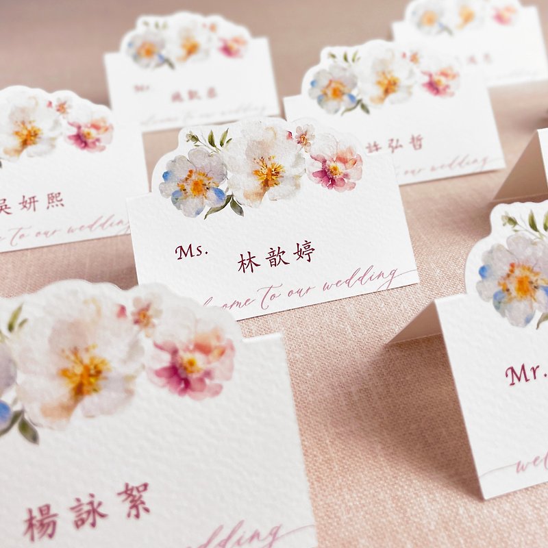 【Name Place Card】Thrilling Series No.1 Butterfly Peony / 50 copies customized - Cards & Postcards - Paper Pink