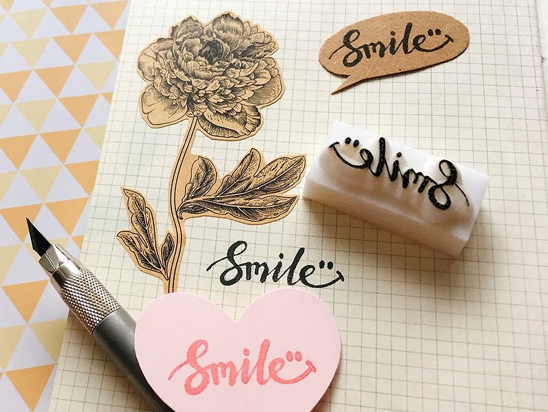 Apu Handmade Chapter Versatile Brush Lettering Font Smile Pocket Stamp - Stamps & Stamp Pads - Rubber 