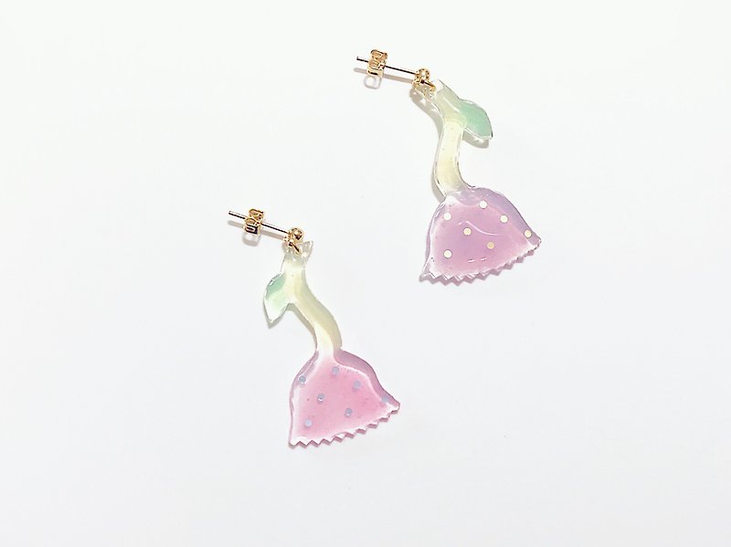 Winter Gardening Series-Rolled Flower Handmade Earrings Hand-painted Drop Earrings/Ear Clips - Earrings & Clip-ons - Other Materials 