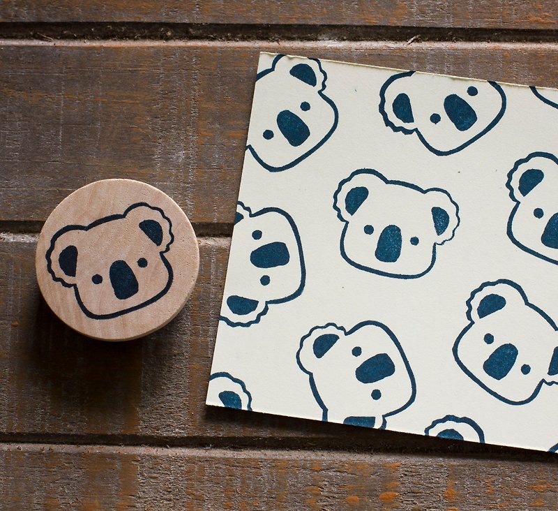 森林中的好朋友系列 無尾熊 Koala 手刻印章 手刻橡 皮章 - 印章/印台 - 橡膠 黑色