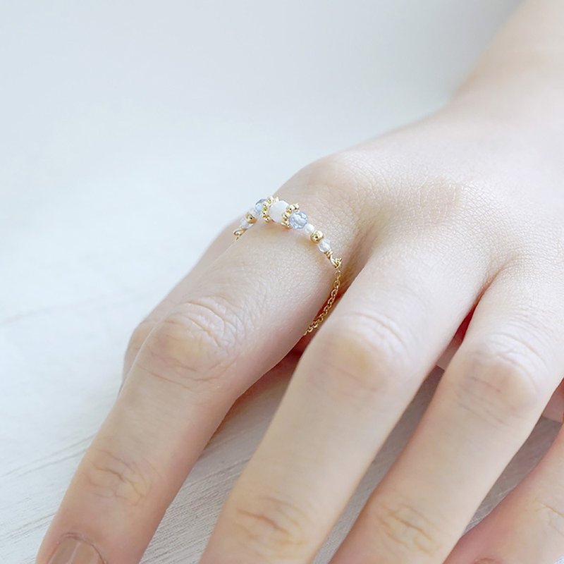 Love x Moonlight Stone Custom Handmade Jewelry K Gold [Angel's Prayer. Raphael] Line Ring - แหวนทั่วไป - เครื่องเพชรพลอย 