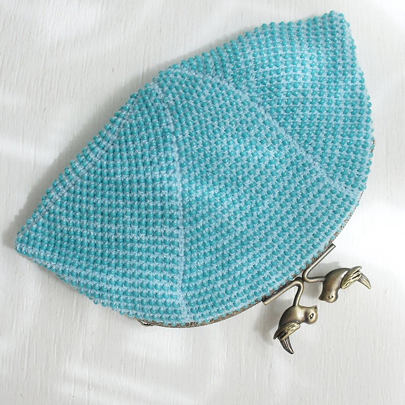 Ba-ba handmade Seedbeads crochet pouch No.1257 - Toiletry Bags & Pouches - Other Materials Blue