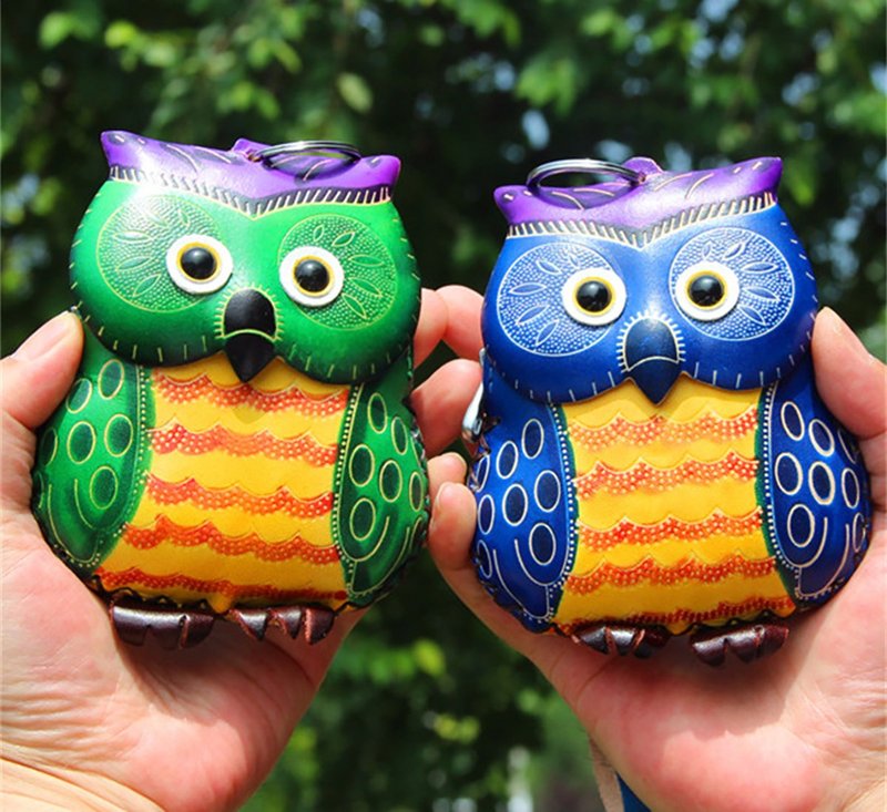 貓頭鷹真皮零錢包 - 零錢包/小錢包 - 真皮 