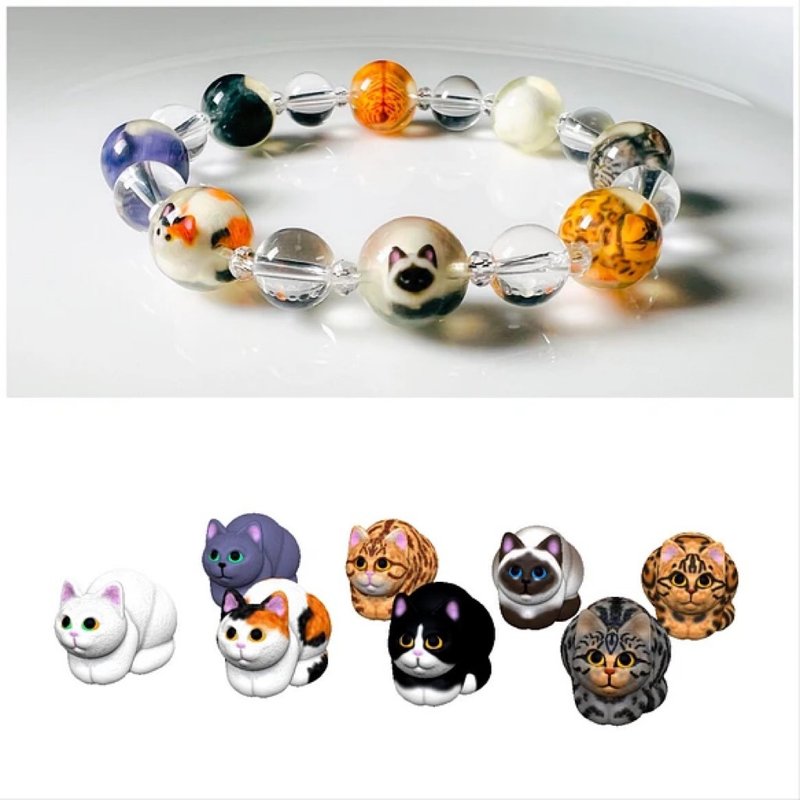 Made-to-Order Cat Jewel Kobako-chan Cat Bracelet Crystal - Bracelets - Plastic Transparent