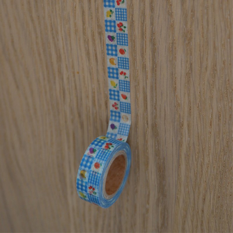 Blue Vintage Check Masking Tape - มาสกิ้งเทป - กระดาษ สีน้ำเงิน