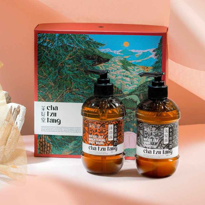茶籽堂 年度版畫禮盒(霧緋紅) 水芙蓉髮身雙入組 - 沐浴乳/沐浴用品 - 植物．花 粉紅色