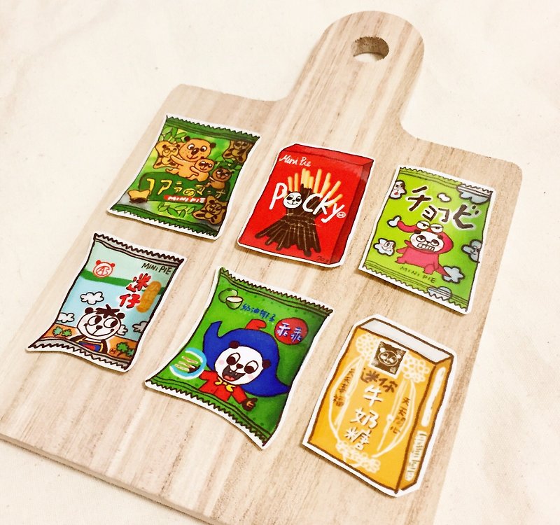 QQ貓熊零食系列貼紙(大款)(一包6張) ((滿600隨機送神秘小禮物)) - 貼紙 - 紙 多色