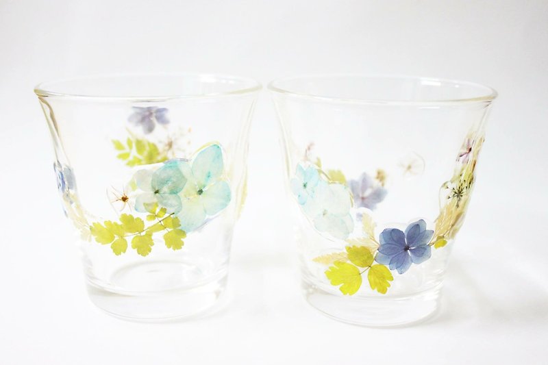 Custom Order-Pressed Flower Japanese Water Cup Flower Tea Cup Beer Mug Muji Mug - Teapots & Teacups - Plants & Flowers Green