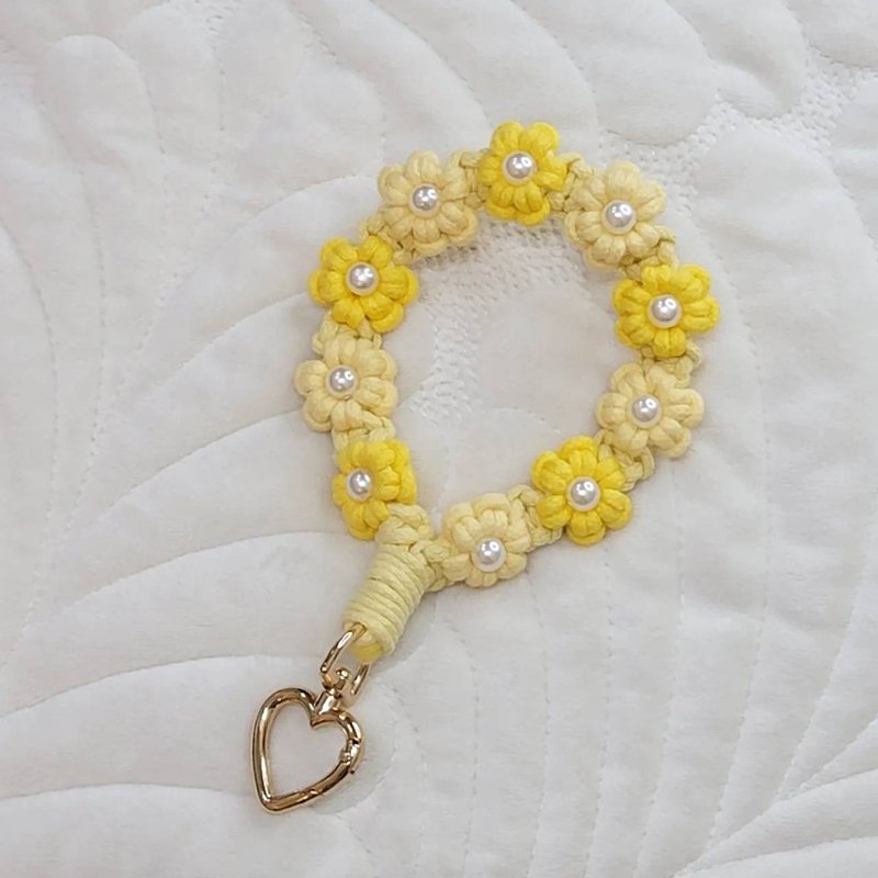 Full pearl love buckle wrist lanyard - เชือก/สายคล้อง - ผ้าฝ้าย/ผ้าลินิน สีเขียว