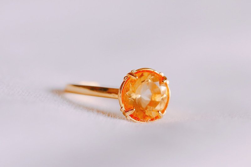 シトリン ファセットリング - 戒指 - 半寶石 橘色