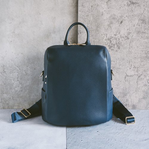 寇比手工皮件 Colbie Leather 真皮簡約後揹包 7001 藍M