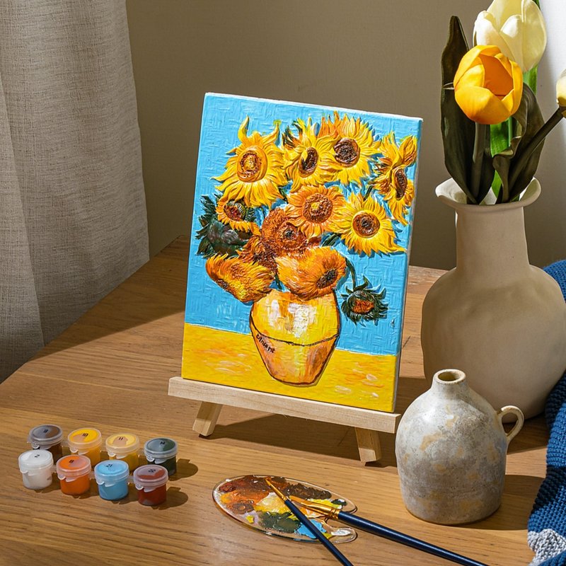 [Ready stock in Taiwan] Three-dimensional DIY digital oil painting/Van Gogh and Monet digital painting/Parent-child toy digital painting - ของวางตกแต่ง - วัสดุอื่นๆ ขาว