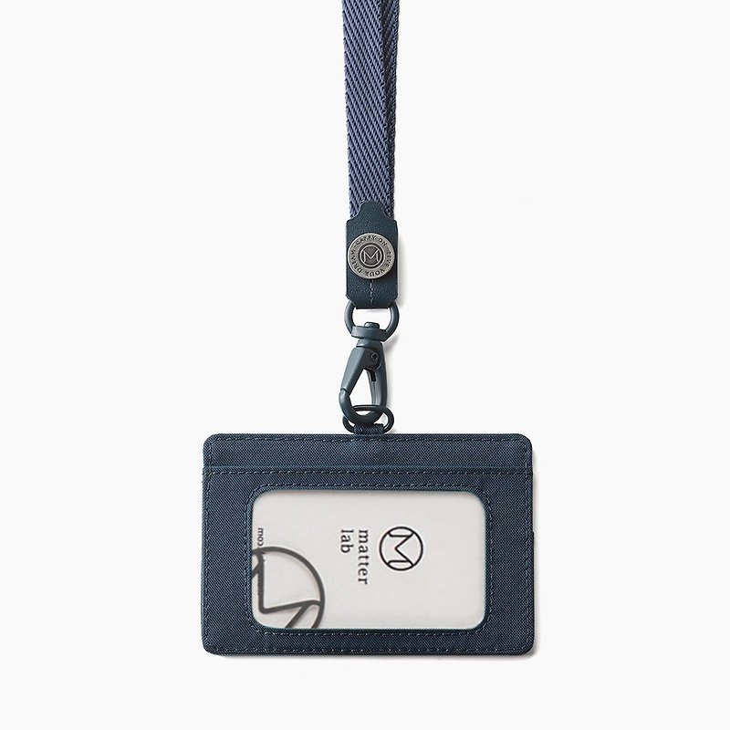 <Necklace on both sides of Japanese collar> LUSTRE Horizontal ID sleeve - Tannin - ที่ใส่บัตรคล้องคอ - หนังแท้ สีน้ำเงิน