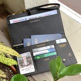 Custom Lettering Saffiano Leather Travel Document Wallet Passport Holder - Black
