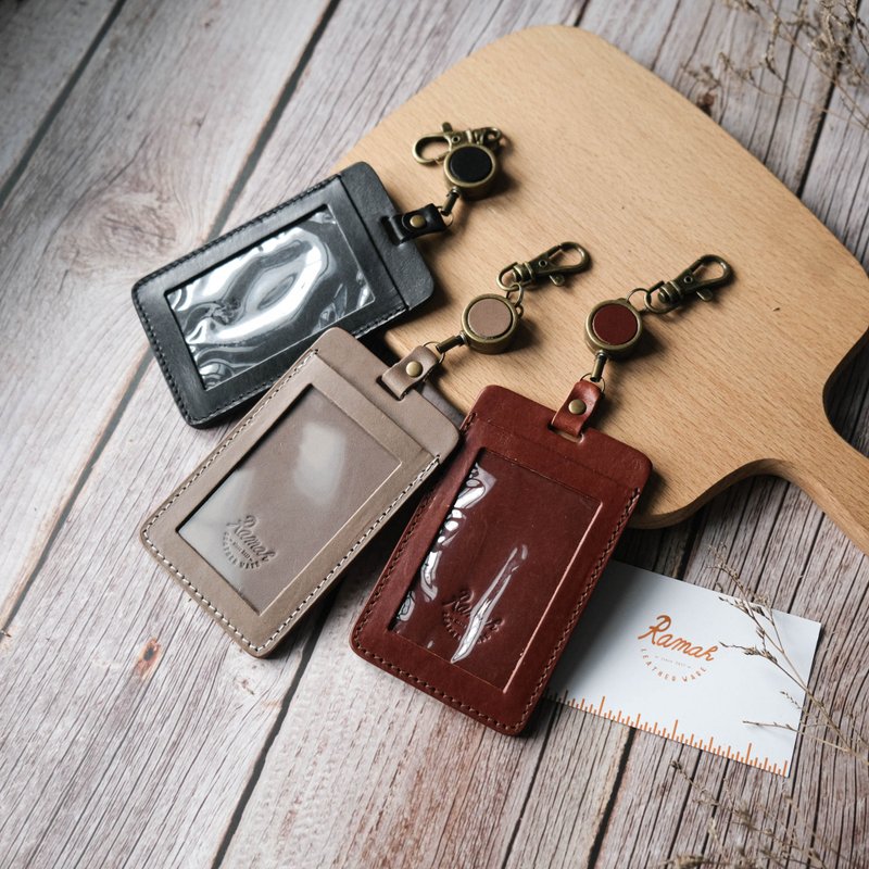 [Lama Leather] ID holder/straight/retractable/no lanyard identification holder - ID & Badge Holders - Genuine Leather Multicolor