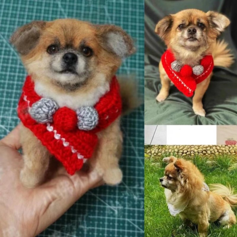 客製化逼真犬 羊毛氈 泰迪 寵物 娃娃 定製 手工 狗狗猫咪 246 - 貓/狗玩具 - 羊毛 多色