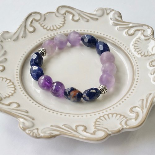 Hoshino Jewelry Kan B056七輪調和手串/藍紋石/紫晶/天然晶石/能量石/原生態