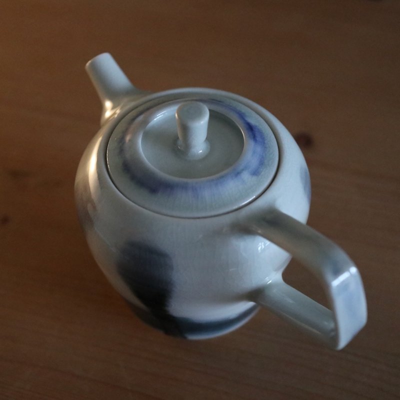 玄白山水・柴燒壺 220 cc - 茶壺/茶杯/茶具 - 瓷 白色