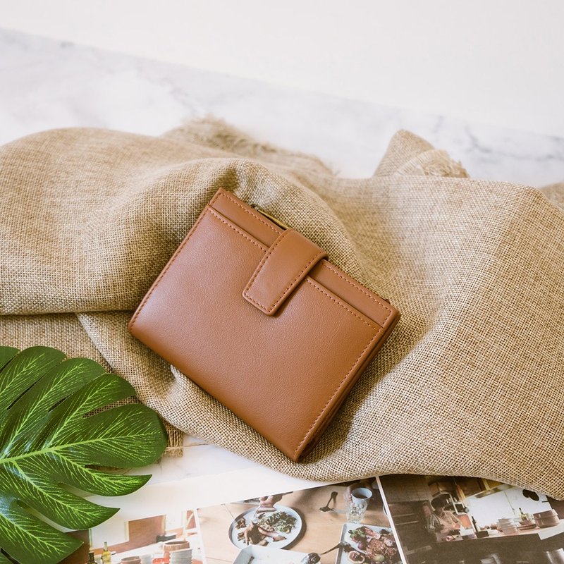 【禮盒】真皮率性多功能中夾 X0022 棕N - 錢包/皮夾/長短夾 - 真皮 橘色