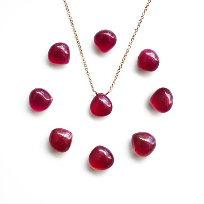 Ruby Plain Marron Cut Necklace Georgette - Necklaces - Gemstone Red