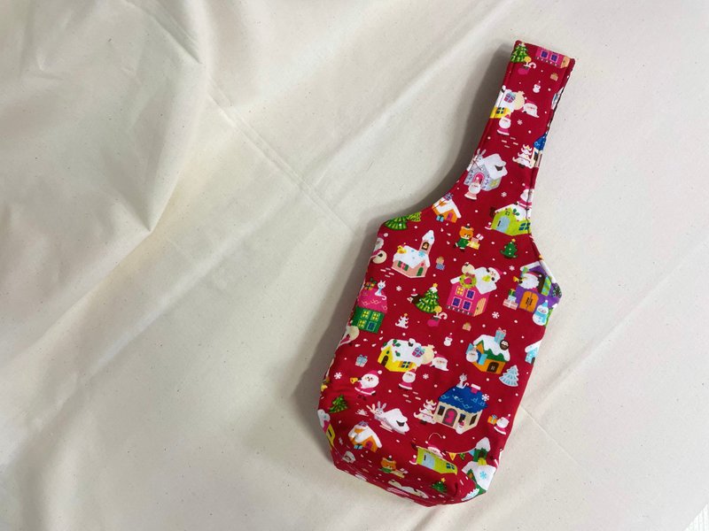 保溫杯提袋-耶誕假期 - 飲料提袋/杯套 - 棉．麻 黑色