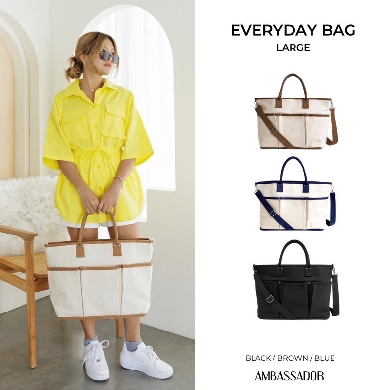 ABDSTORE l EVERYDAY TOTE BAG canvas bag by AMBASSADOR 17 - กระเป๋าถือ - วัสดุอื่นๆ ขาว