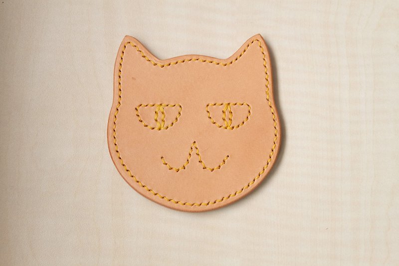 Primary color leather cat coaster Italian tannage - Coasters - Genuine Leather Khaki