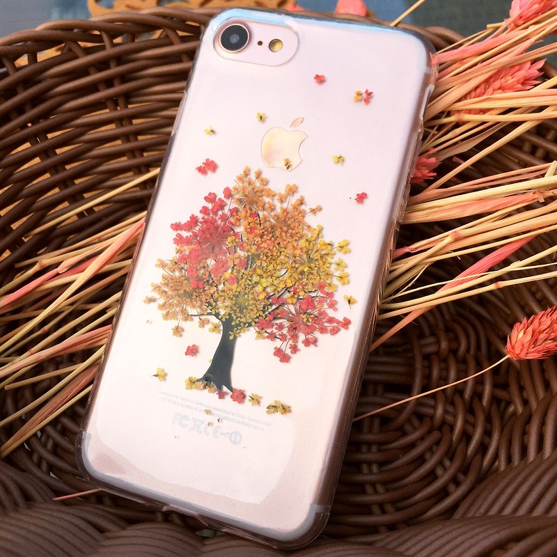iPhone 7 ケース 本物のお花使用 スマホケース オレンジ 押し花 009 - スマホケース - 寄せ植え・花 オレンジ
