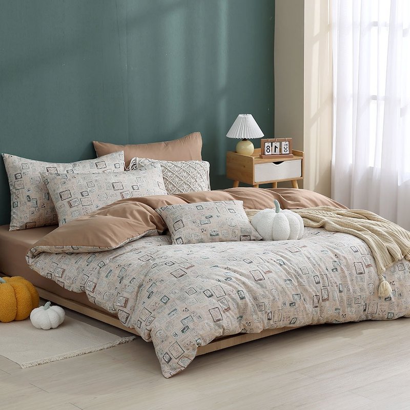 HOYACASA Aldrich 100% combed cotton dual-purpose quilt bed set-single/double/large - เครื่องนอน - ผ้าฝ้าย/ผ้าลินิน สีนำ้ตาล