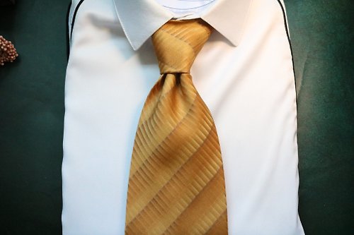 壞紳士 黃色細條紋紳士領帶真絲休閒百搭necktie