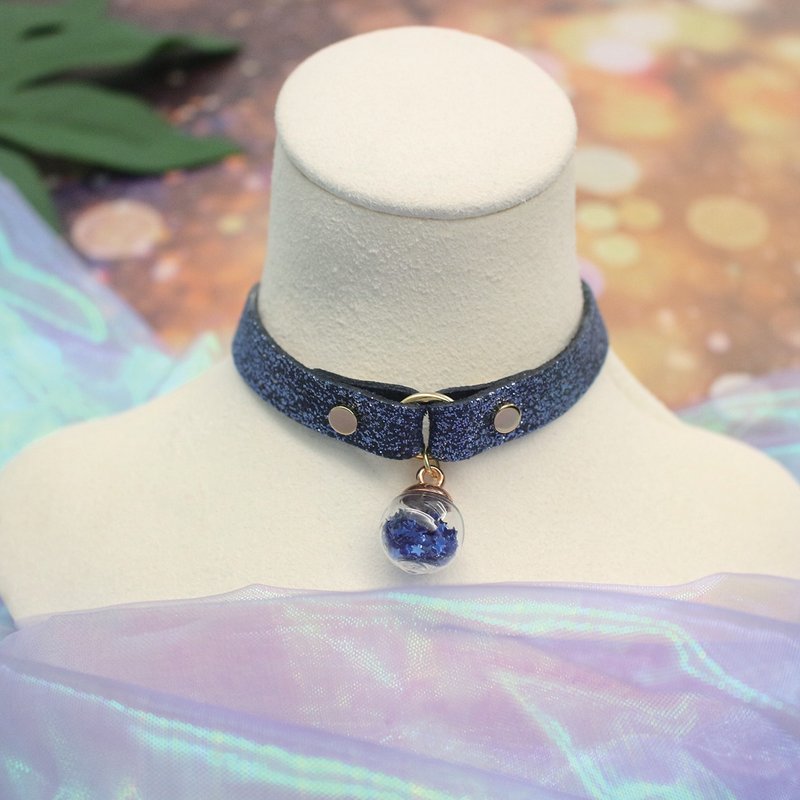 Starry Sky 許願球午夜藍 Choker –細款 - 項鍊 - 真皮 藍色