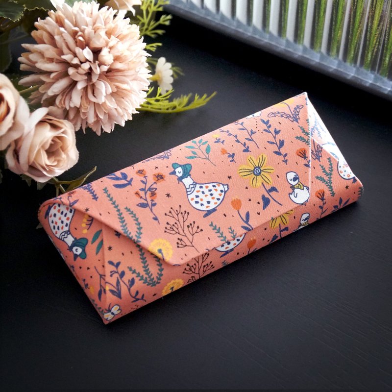 磁吸眼鏡盒 / 眼鏡收納盒 - 鴨子派對(粉) - 眼鏡盒/眼鏡布 - 棉．麻 粉紅色