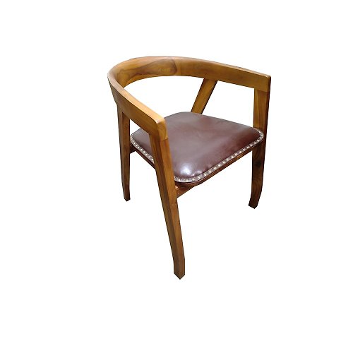 吉迪市 JatiLiving 【吉迪市100%全柚木家具】RPCH018SL 柚木全牛皮造型休閒椅 餐椅