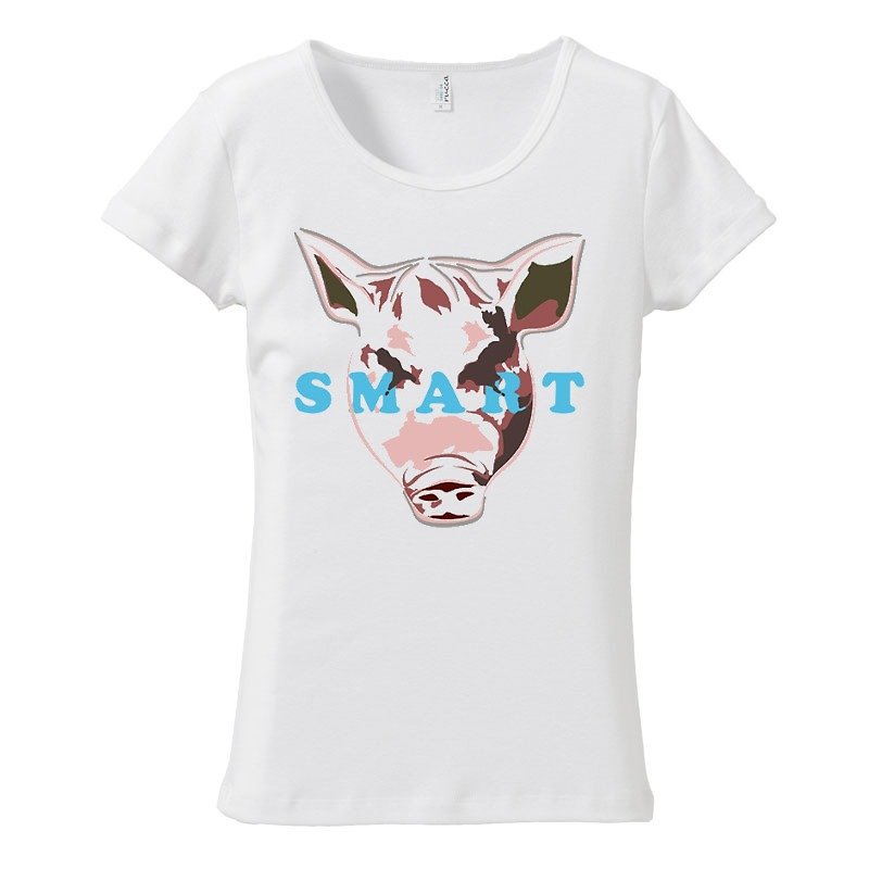 [Women's T-shirt] SMART - เสื้อยืดผู้หญิง - ผ้าฝ้าย/ผ้าลินิน ขาว