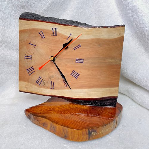 Slightly smoked art dragon cypress wood clock epoxy resin base Shop