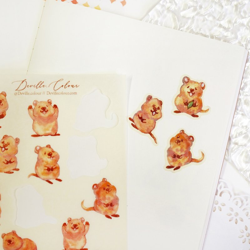 【Smiley Quokka】 Washi Sticker Sheet - Stickers - Paper Yellow