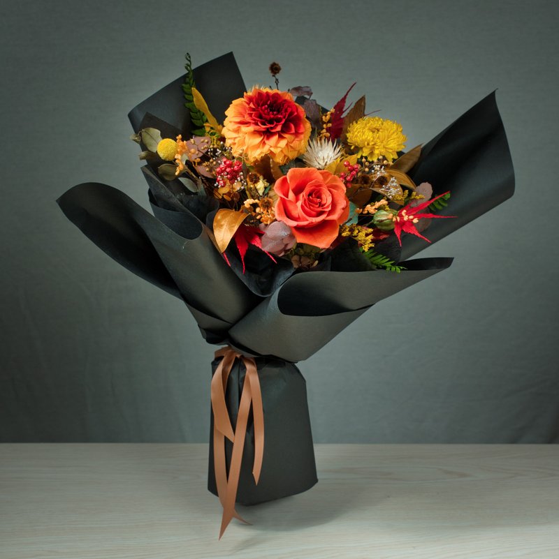 Autumn Whispers Series - Autumn Leaves Preserved Flower Bouque - Dried Flowers & Bouquets - Plants & Flowers Red