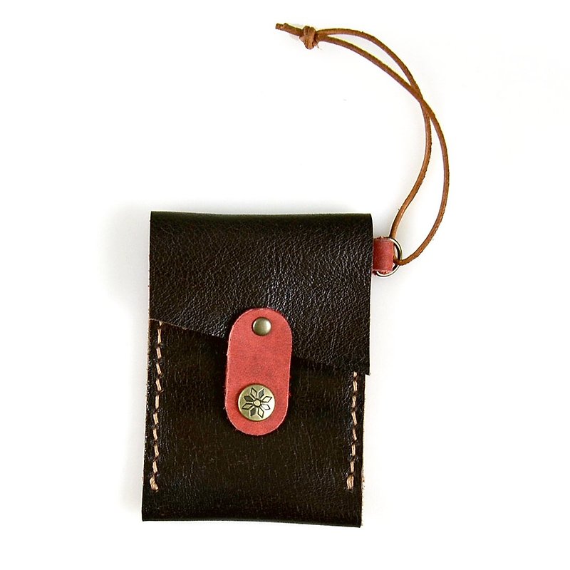 【U6.JP6 手工皮件】-純手工縫製進口皮粉紅色 萬用卡套 / 悠遊卡套 /信用卡套 男女適用