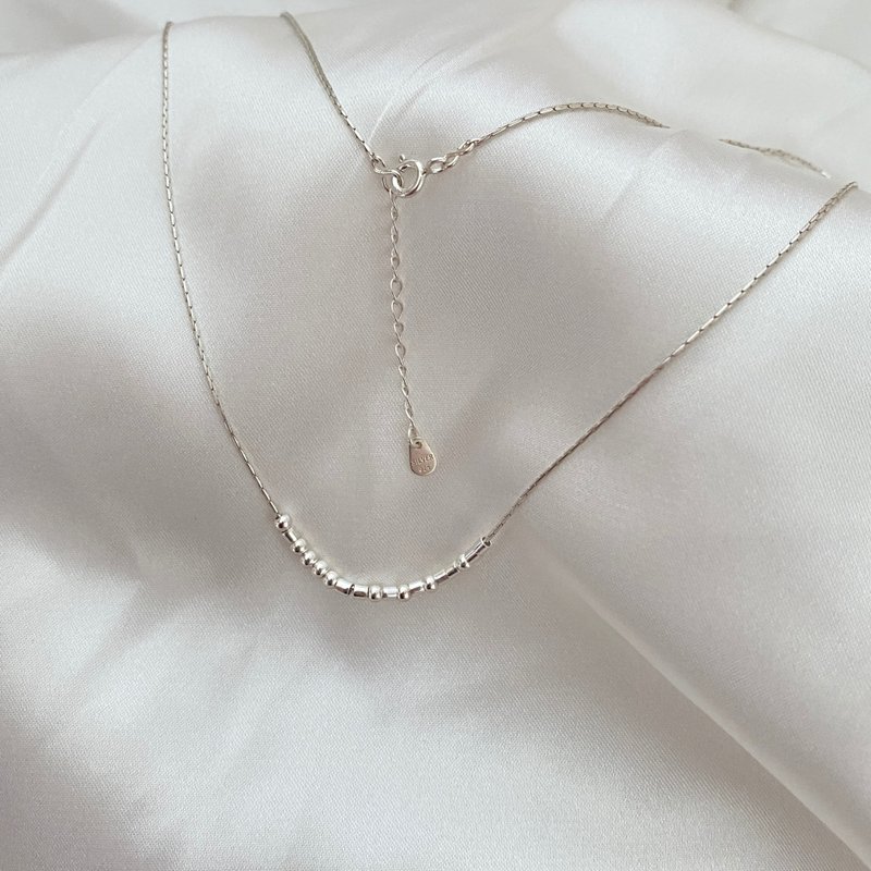 Morse code customized Morse code Silver necklace Lucky anniversary couple Valentine's Day gift - สร้อยคอ - เงินแท้ 