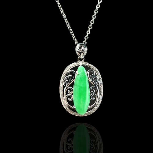 瓔珞珠寶盒 E.L.Jewelry Box 冰種正陽綠翡翠福瓜項鍊 18K金鑽石 | 天然緬甸玉翡翠A貨 | 送禮