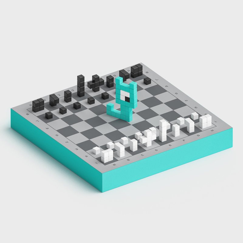 PIXIO CHESS Board Game - 70 Magnetic Blocks - Building Blocks in 8-bit Pixel Art - บอร์ดเกม - พลาสติก 