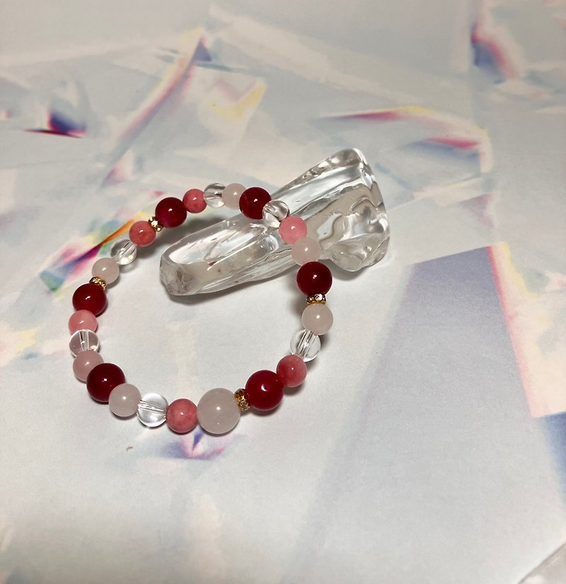 Red & Pink White Moonstone, Jade, Rose Quartz - Bracelets - Other Materials Pink