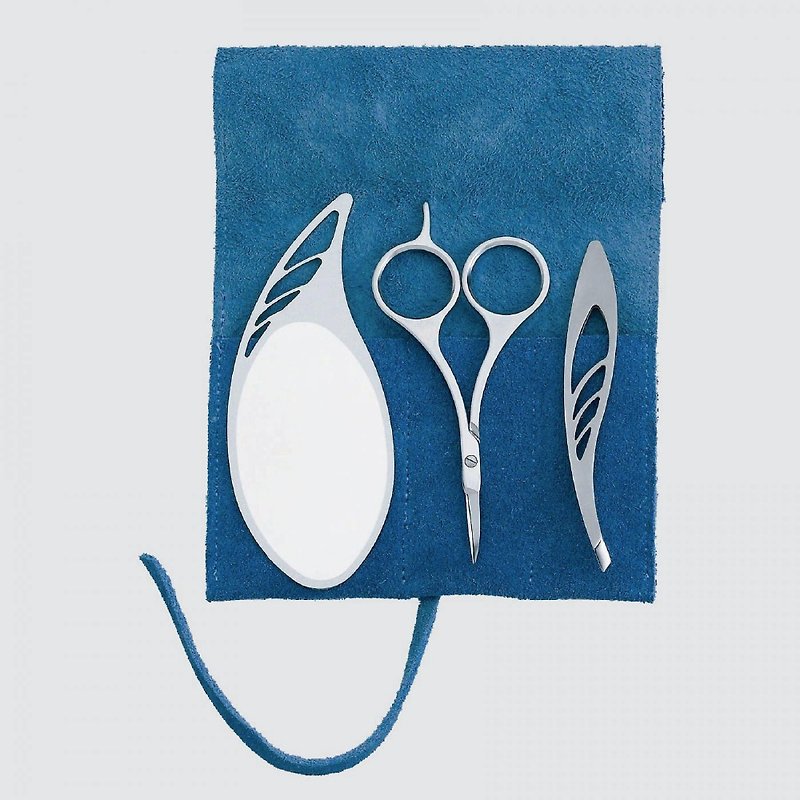 [Yansanjo Centennial Craftsmanship] Three-piece set of lightweight eyebrow shaping tools (with genuine leather storage bag) - อื่นๆ - สแตนเลส สีเงิน